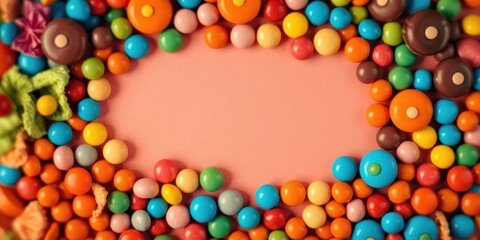 Obraz premium Colorful Candy Frame for Sweet Treats and Festive Occasions