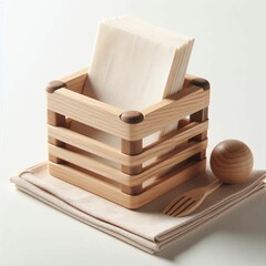 Wooden Napkin Holder With Napkins