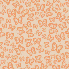 Seamless vector illustration print pattern background wallpaper with butterflies summer spring for textile, paper, pack etc	
