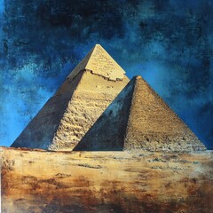 Majestic Ancient Pyramids Standing Tall Under a Vibrant Blue Sky During Mid-Afternoon Light in...