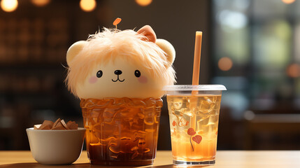 Cartoon Beverages with Smiling Faces - Fun and Whimsical Stock Image