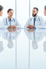 Obraz premium Diverse Medical Team Meeting in a Bright, Modern Conference Room