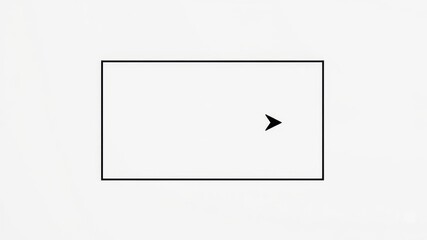 Minimalist Abstract Composition Featuring a Simple Black Arrow within a Rectangular Frame on a White Background