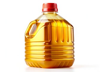 Machine Oil Bottle, Lubricant, Industrial Oil, Plastic Bottle, White Background Stock Photo
