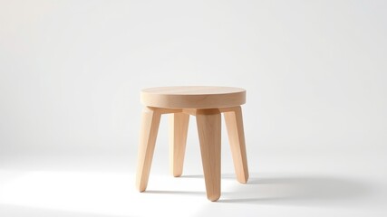 Simple Round Wooden Stool with Four Legs for Home Decor
