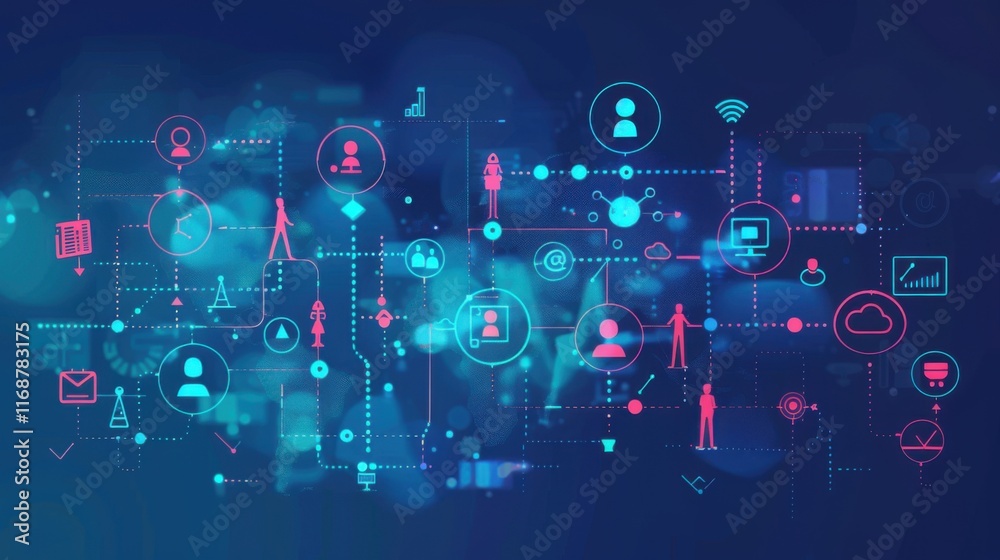 Poster communication technology , smart connection iot and people network technology concept. people using 