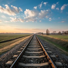straight line rails and sleepers railways