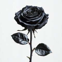 A striking black rose symbolizing elegance and sophistication, perfect for designs related to romance, mystery events, or artistic projects that require a dramatic touch.