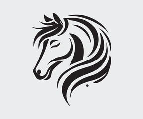 silhouette of a horse's head in black and white