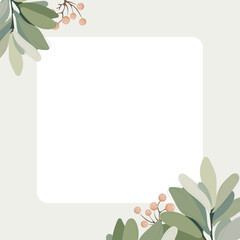 Winter mood greeting card poster template. Minimalist postcard, baner nature leaves, trees, fir, leaf branch, mistletoe. Vector illustration in flat cartoon style on white background