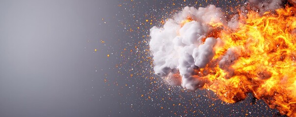 Burst abstract background concept. An explosive concept showing fire and smoke blending in dynamic motion.