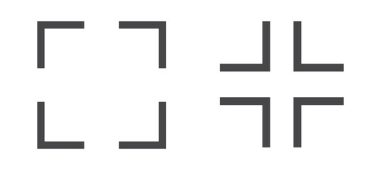 Full screen icon interface menu cursor bitton, application size control pointer. Web ui line navigation maximize or minimaze icon. App arrow. Enter or exit