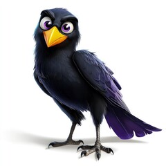 Fototapeta premium Black crow isolated on white background