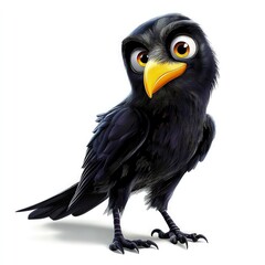 Obraz premium Black crow isolated on white background