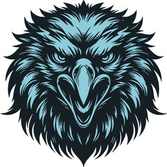Fierce Eagle Design with Angry Expression and Sharp Beak
