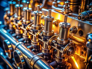 High-Detail Close-up of Engine Valve - Precision Engineering Stock Photo