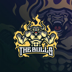 Bull mascot logo design vector with modern illustration concept style for badge, emblem and t shirt printing. Angry bull illustration.