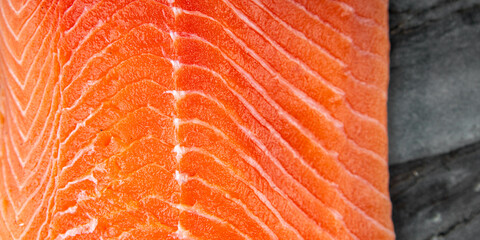 salmon raw fresh fish seafood fresh tasty food dish вelicious gourmet food background on the table rustic food top view copy space pescetarian  diet Vegetarian food