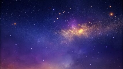 Naklejka premium Create a minimalist background with a subtle noise effect resembling a starry sky. Use a dark gradient from deep purple to midnight blue, with tiny specks of white and faint accents of shimmering gold