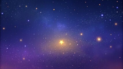 Obraz premium Create a minimalist background with a subtle noise effect resembling a starry sky. Use a dark gradient from deep purple to midnight blue, with tiny specks of white and faint accents of shimmering gold