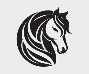 silhouette of a horse's head in black and white