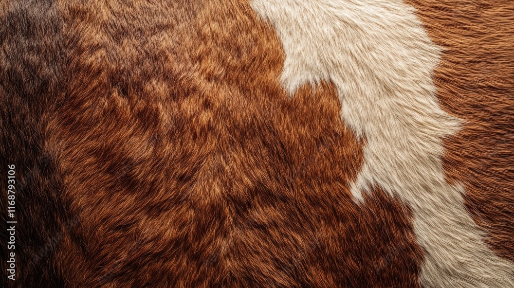 Poster close-up of cowhide texture showcasing rich tones and unique patterns for artistic and design use in