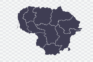 Lithuania Map Slate Color on White Background quality files Png