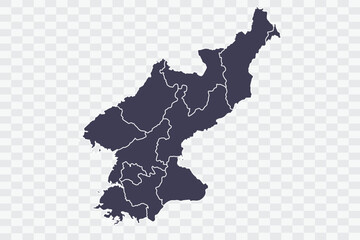 Obraz premium North Korea Map Slate Color on White Background quality files Png