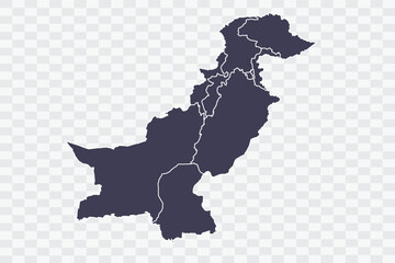 Pakistan Map Slate Color on White Background quality files Png