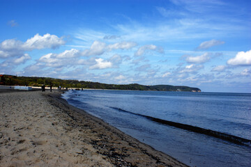 Polish Baltic Sea beautiful blue sea waves sand and beach