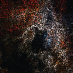 Abstract Galaxy art Cosmic Shimmer, The Dance of Light and Shadow. Variable circular pixels.