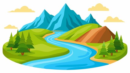 Obraz premium landscape with mountains and river