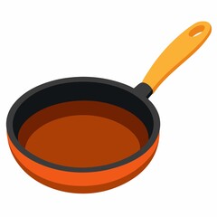 red frying pan isolated on white