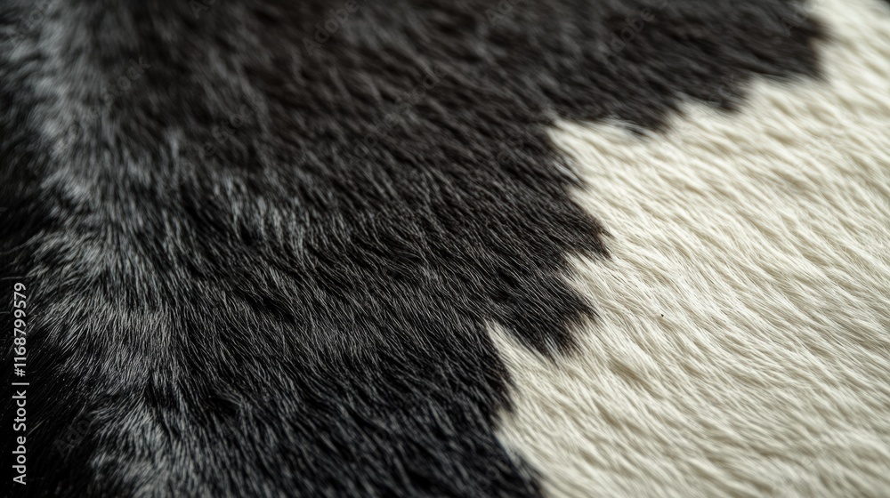 Poster textured close-up of cowhide showing unique patterns and depth, ideal for backgrounds or artistic co