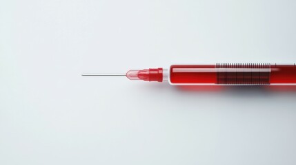 Fototapeta premium A syringe with a red liquid in it