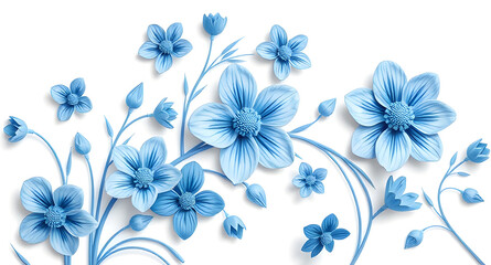 seamless pattern background with blue flowers