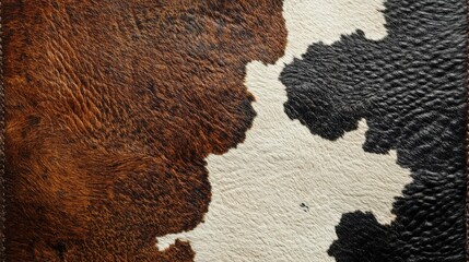 Detailed Cowhide Texture Featuring Unique Patterns in Rich Brown and Crisp White for Artistic and Design Use