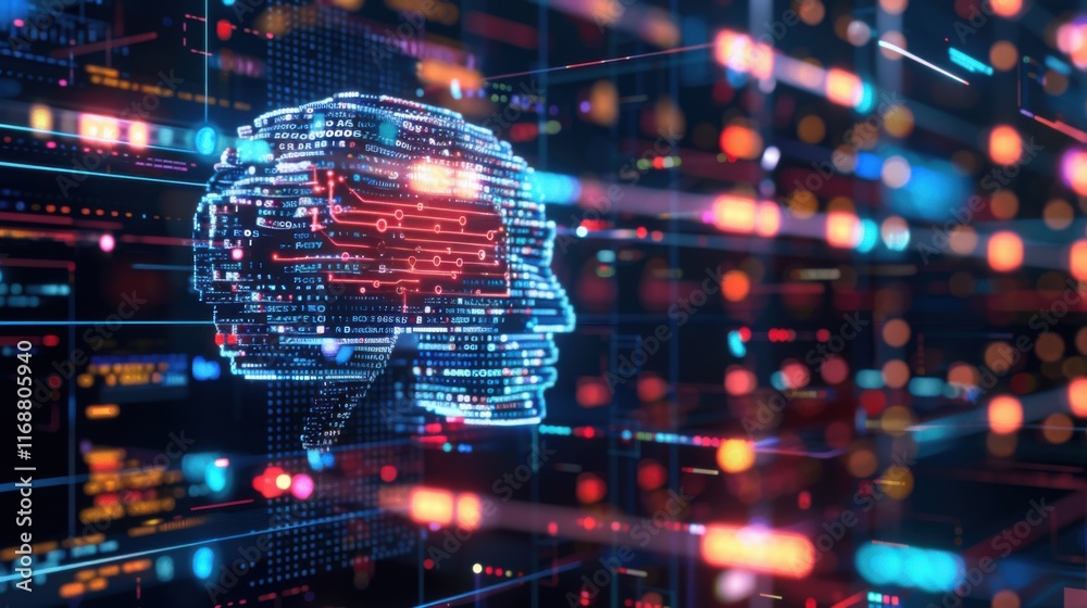 Poster data analysis science and big data with ai technology to help and support work for chat ai, generate