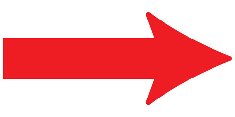 Red arrow icon. Straight long left vector arrow icon.