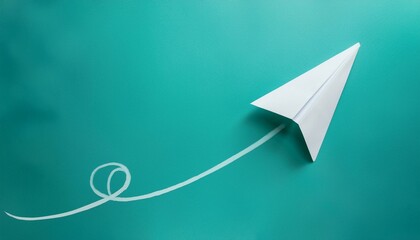 A paper plane flying powerfully from the starting point, symbolizing a new start and achieving goals