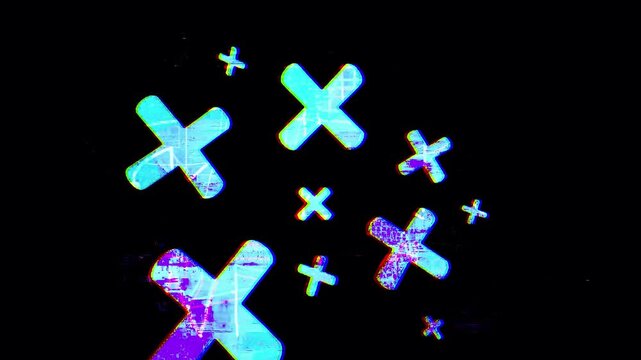 Abstract colored random graphic fast motion animation on black background.4K quality footage