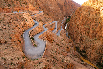 Winding road in the Dades Gorge in Morocco, North Africa.