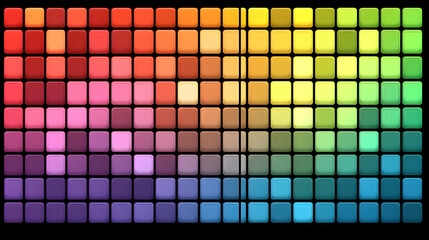Vibrant spectrum of colors arranged in a grid pattern, ideal for backgrounds, website design, or presentations.  A captivating array of hues.