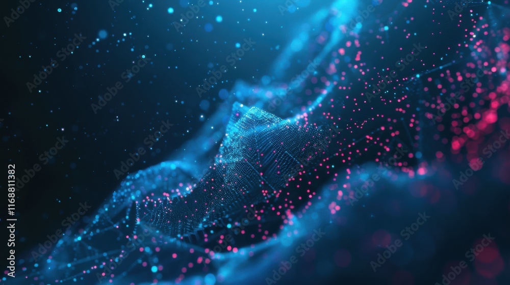 Poster data technology background. abstract background. connecting dots and lines on dark background. 3d re
