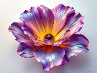 Naklejka premium Vibrant Metallic Flower with Iridescent Petals