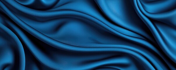 Fototapeta premium Velvet abstract background concept. Elegant blue satin fabric displaying beautiful folds and smooth texture.