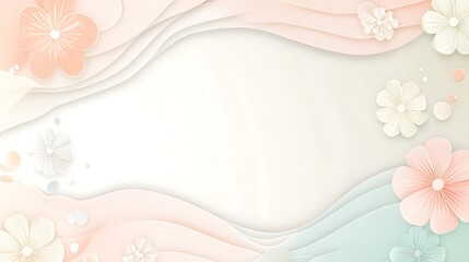 Delicate Paper Flowers and Wavy Pastel Background