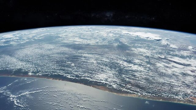 Somalia coastline with clouds from space. Animation based on image by nasa