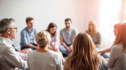 Group of people seated in a circle during a support meeting