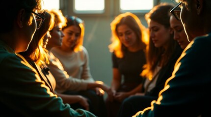 Diverse group in a sunny room during a mental health workshop